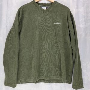Columbia Olive Green Cotton Long Sleeve V-Neck Sweater Size XL